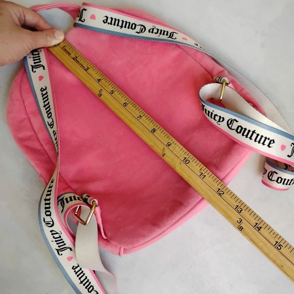 Juicy Couture Bag Velour Rhinestone Bling Mini‎ Backpack Travel Pink